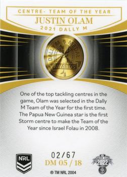 2022 NRL Elite - Dally M Awards Priority #DMP05 Justin Olam Back